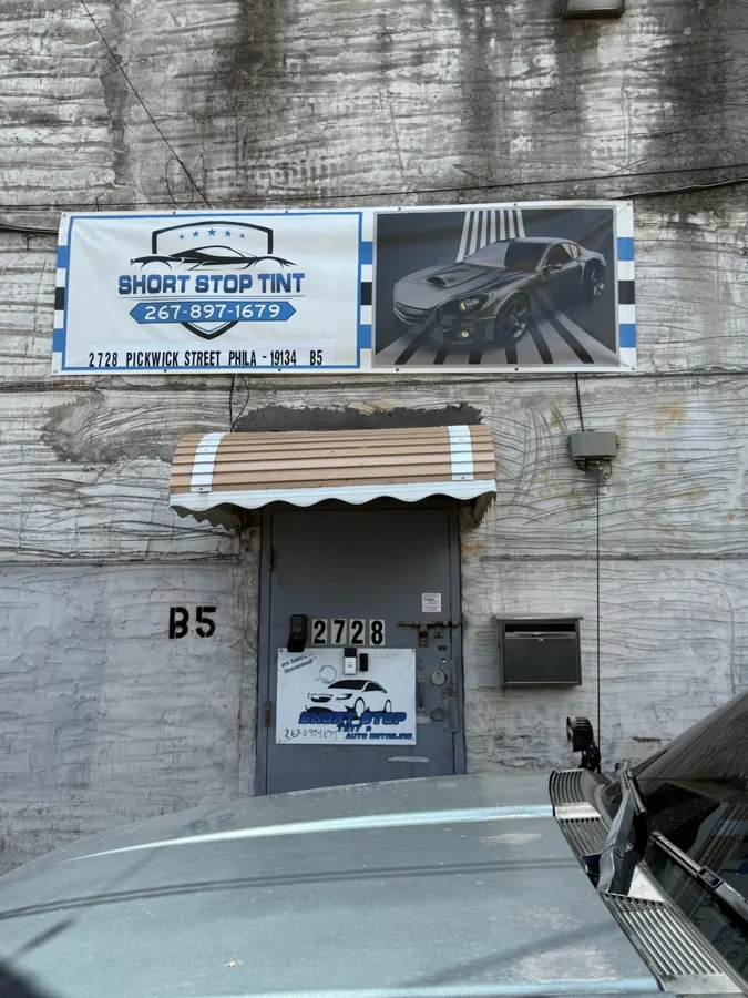 Shortstop Tint shop entrance on Pickwick Street - Shortstop Tint in Philadelphia, PA